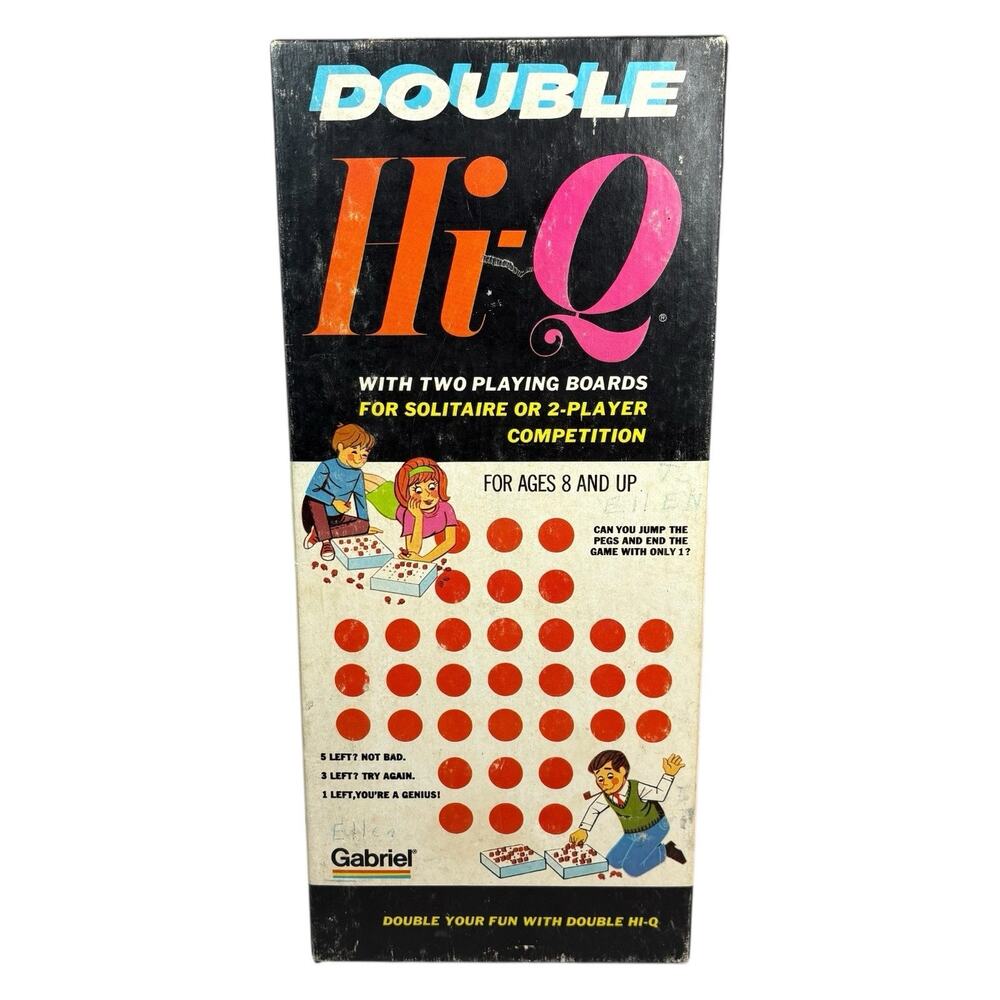 VTG 1975 "DOUBLE HI-Q" Solitaire Skill Game Gabriel Kohner 69 RED PEGS / 2 GREEN